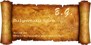 Bulyovszky Géza névjegykártya
